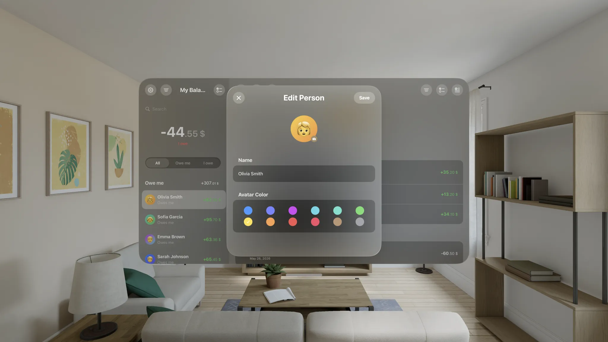 Settli, édition d'une personne sur Apple Vision Pro