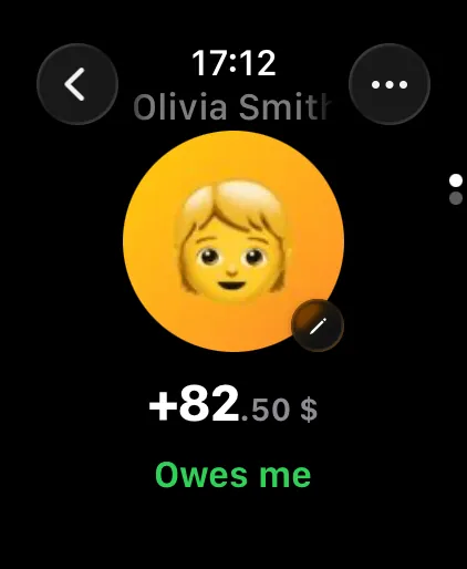 Settli, liste des dettes sur Apple Watch