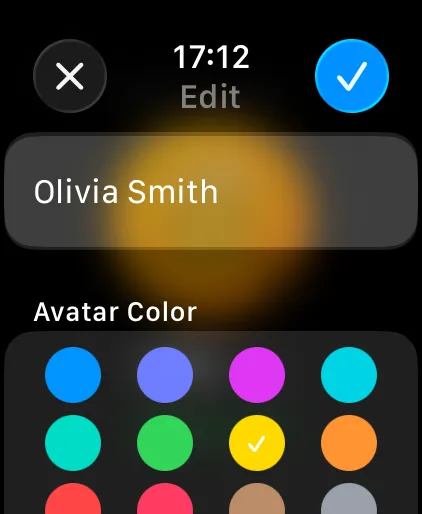 Settli, édition d'une personne sur Apple Watch