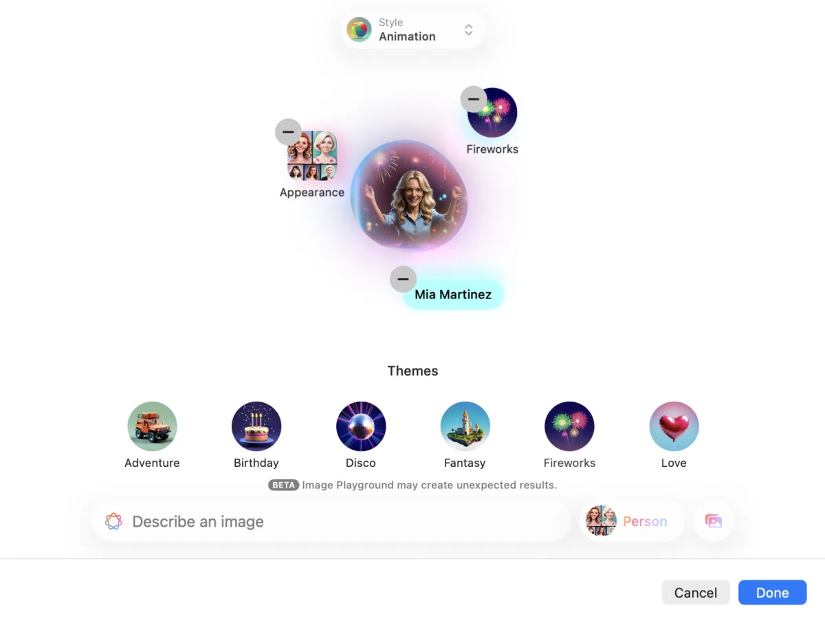 Generating a contact avatar with Image Playground in Settli