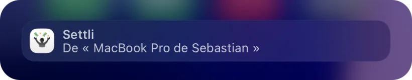 Settli Continuity banner on iPhone