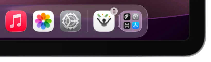 Settli app in the iPad dock with Continuity indicator